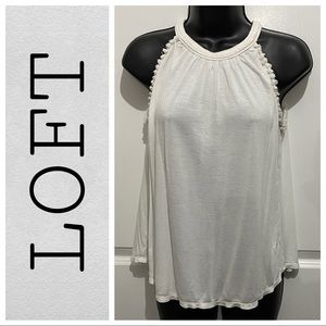 EUC - Loft High Braided Neck Top